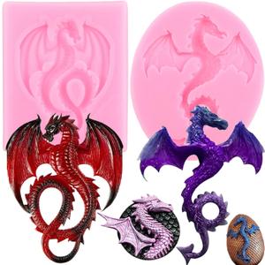 ZiXiang Flying Dragon Silicone Molds Dragon Chocolate Fondant Mold For Cake Decoration Cupcake Baking Gummy Candy Polymer Clay Gum Paste Set Of 2