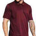 MIER Men's Short Sleeve Polo Shirts Polyester Casual Collared Golf Shirts, Quick Dry, Sun Protection, Wine, XL