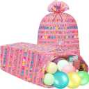 Teling 2 Pcs 80 x 60 in Jumbo Birthdays Gift Bags for Giant Present Extra Large Plastic Oversized Bike Birthdays Wrapping Bag for Baby Shower Party Favors(Pink)