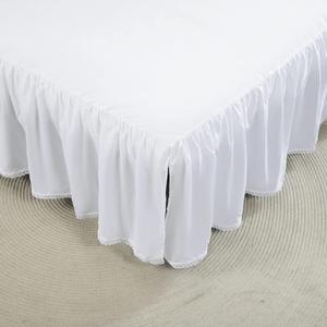 Ruffled Bed Skirts with Split Corners, Elegant Microfiber Fabric Full Bed Skirt 14 Inch Drop Platform Wrap Around Gathered Bedding Bed Skirt (White, Full(54 * 75"))