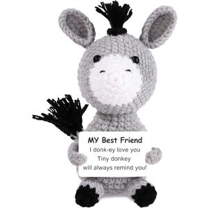 JoycuFF Best Friend Friendship Gifts for Women Men, Funny Donkey Valentines Day Birthday Gift for Bestie, Graduation Gifts for Best Friend, Handmade Emotional Positive Donkey