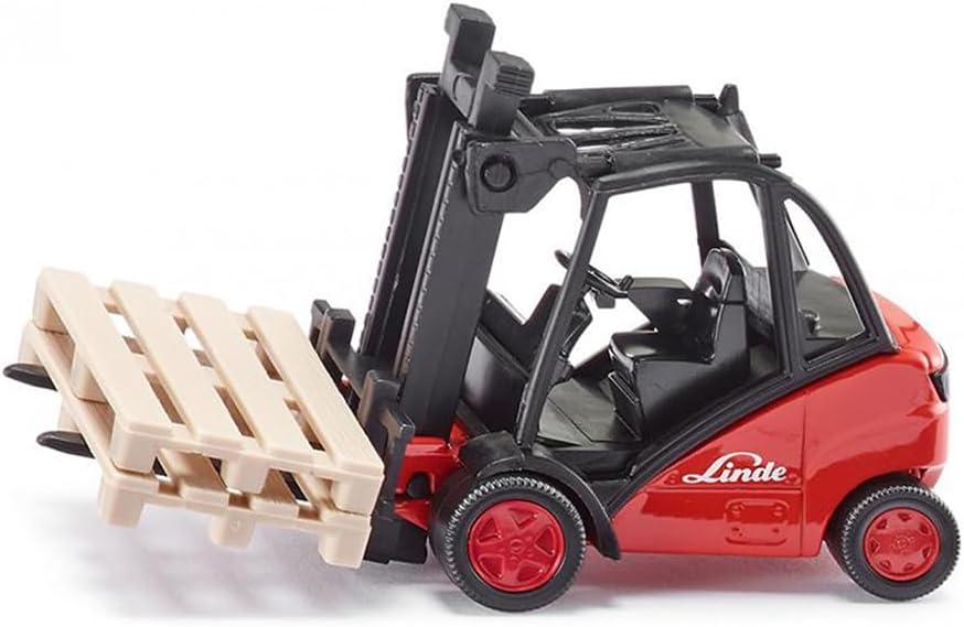Siku 1722, Linde Forklift, 1:50, Metal/Plastic, Red, Movable Fork, Incl. 2 pallets