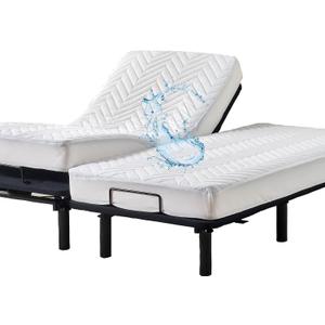 Waterproof Quilted Split California King Mattress Pad for Adjustable Bed 2 Cali Twin XL 36x84 Padded Protector Soft Fitted Sheet Style Matress Cover White