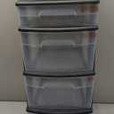 HOMZ Drawer Tower, 5-Tier Clear Plastic Storage Organizer, Black Frame