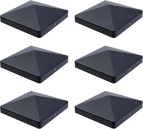 6pcs 4X4 Wood Fence Post Caps Decking Post Top Cap Cover for Decks or Corridors,Outdoor Post Caps Cover, Fence Wood Post (Black)