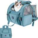 Lollimeow Expandable Cat Carrier Backpack for Large Cats - Airline Approved Pet Carrier Backpack for Small Dogs, Hiking & Travel, Waterproof with Breathable Mesh, 22lbs Capacity (Polar Blue, Large)