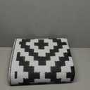 OLANLY Waterproof Outdoor Rug 5x8 ft, Outdoor Plastic Straw Rug for Camping, RV Mat Outside, Indoor Outdoor Carpet for Porch, Deck, Backyard, Balcony, Picnic, Black & White