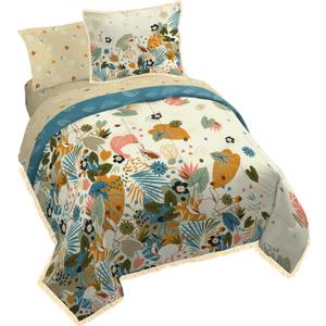 Disney Lilo and Stitch Queen Comforter Set 7 Piece Floral Bedding, Multi