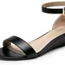 DREAM PAIRS Women's Ingrid Ankle Strap Low Wedge Sandal, 10