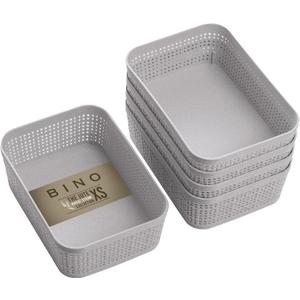 BINO | Woven Plastic Basket | XS (Natural Grey), 5-Pack | THE JUTE COLLECTION | Home Organization, Space - Saving Storage, Stylish Design | Jute Basket | Plastic Storage Basket