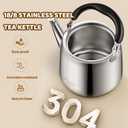 Tea Kettle, 18/8 Stainless Steel Whistling Teapot, 6 Quart, Fast Boiling, Heat Resistant Handle (6L,Silver)