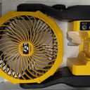 Battery Operated Fan for Dewalt 20V Max Battery, 5.7m/s High Speed Rechargeable Portable Fan with USB Powered & 4 Speed & 2 Light for Camping, Workshop, Garage, Jobsite (Not Included Battery) - Yellow