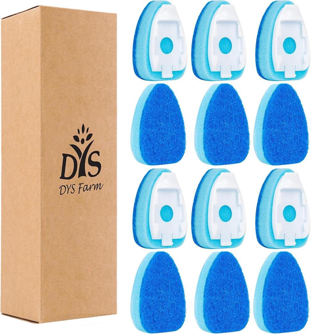 Dishwand Sponge Refills (12-Pack)  Heavy Duty Non-Scratch Replacement Heads for Dishwand Handle | Soap Dispensing Scrubber Pads | Kitchen Cleaning Supplies (Blue)