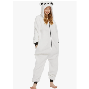 Cute Sherpa Bear Onesie Pajamas Hooded Christmas Pajamas for Family Halloween Cosplay Costume Zipper Fall Winter, Medium