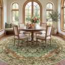 RELEANY Area Rugs 8ft Washable Non-Slip, Floral Vintage Distress Print Pattern Medallion Carpet for Living Room Bedroom Dining Room, Brick Red Rust Neutral Brown Burnt Orange