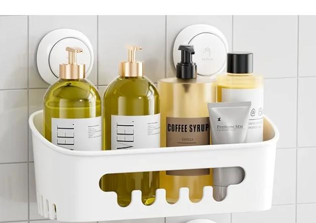 TAILI Shower Caddy Suction Cup 1Pack, Heavy Duty Bathroom Organizer, Removable Shelves for Inside Shower, Shampoo, Waterproof Suction Plastic Storage for Bathroom Accessories Holder, White TAILI Shower Caddy Suction Cup 1Pack, Heavy Duty Bathroom Organizer, Removable Shelves for Inside Shower, Shampoo, Waterproof Suction Plastic Storage for Bathroom Accessories Holder, White