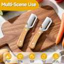2 x Multifunctional Vegetable Peeler, 2-in-1 kitchen peeler equipped with bottle opener, Zero Snag Wooden Kitchen Tool, Stainless Steel Peelers for Kitchen, Suitable for Fruits and Vegetables (1PCS)