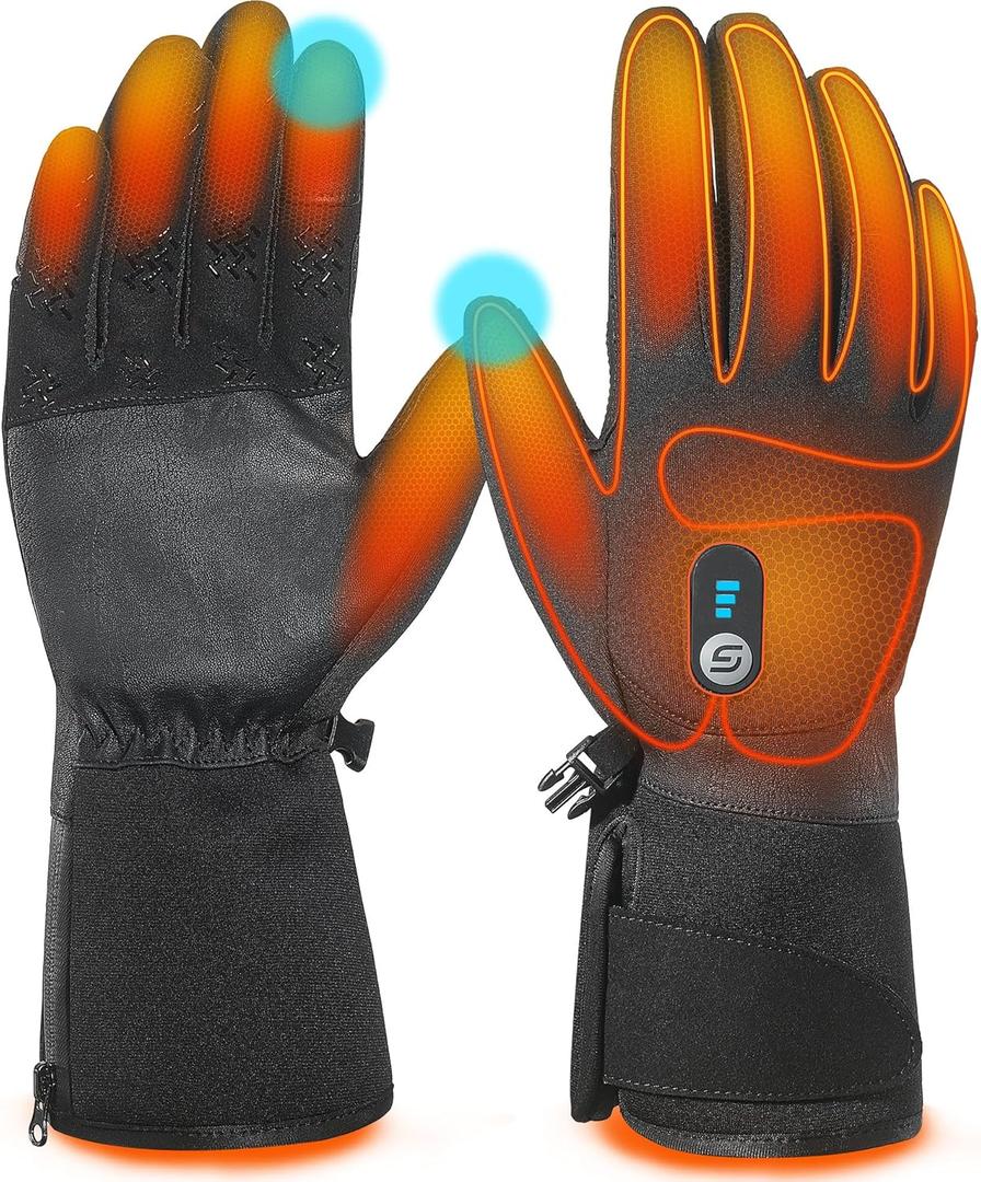 JS LifeStyle Heated Gloves for Men Women,7.4V 3000mAh Rechargeable Wear-Resistant with Touch Screen and Light-Off Design (Small)
