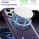 RMOCR for iPhone 15 Pro Case with Screen Protector+Lanyard Wrist Strap,Magnetic Translucent Matte Rugged Slim Phone Cover Built in Invisible Kickstand [Fit for MagSafe],Purple