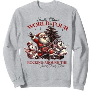 Santa Claus Rocking Around The Christmas Tree Rock and Roll Sweatshirt, Small