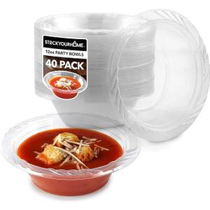Stock Your Home Elegant Clear Plastic Bowls for Parties Small Disposable Bowl for Fancy Dinner or Cocktail Party, Soup and Salad, Thick and Sturdy