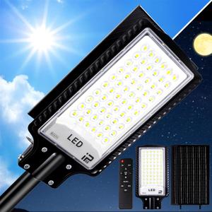 Eleganted Solar Street Lights Outdoor, 10000LM Solar Lights Outdoor Waterproof Dusk to Dawn, 6500K Solar Parking Lot Lights with Remote for Outdoor, Streets, Courtyards, Garages