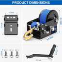 3500LBS Boat Trailer Winch Hand Crank, 33FT Polyester Strap, Dual-Speed 4:1/8:1 Gear & 2-Way Ratchet, Corrosion-Resistant for Marine ATV Jet Ski RV Utility