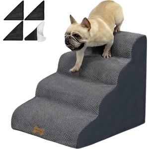 4-Step Dog Stairs for High Beds 18-24 Inch Pet Steps 2 3 4 5 Tier Ladder Non-Slip Sturdy Ramp Small Medium Large Dog Steps to Couch Bed Old Dogs Balanced Pet Stairs for Getting on Bed