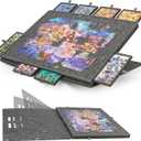 1500-Pc Tilting Puzzle Board with 8 Drawers & Cover, Adjustable Jigsaw Puzzle Table with Built-in Easel/Stand, Lightweight & Portable Boards with Storage for Adults, with 3 Angle Adjustments