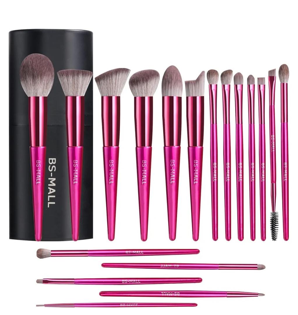 BS-MALL Makeup Brush Set 18 Pcs Premium Synthetic Foundation Powder Concealers Eye shadows Blush Makeup Brushes with black case Used