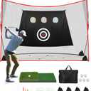Golf Net: 10x7ft Heavy Duty Golf Practice Net for Indoor/Outdoor Training, Portable Golf Hitting Net with Carry Bag, Ideal Golf Training Aid for Golfers Backyard Driving Chipping Swing (Standard)