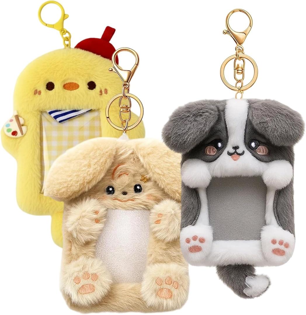 3-Pack Plush Photocard Keychain - Cute Photo Holder for Collectors, Photocard holder