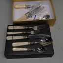 Caitlyn 20 pieces 18/10 Stainless Steel Silverware Sets With Blue Handle,Vintage Cutlery Sets,Sliverware set Service for 4,Dishware Safe (20, Blue)
