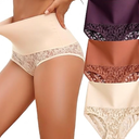 QDWQDW Shapewear for Women Tummy Control High Waisted Seamless Womens Underwear 3-Pack Sexy Lace Plus Size Panties, XL