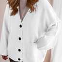 BTFBM Oversized Cardigan Sweaters for Women Trendy Fall Fashion 2025 Button Down Long Sleeve Chunky Knit Cardigans (White, L)