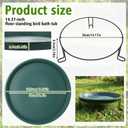 14.37 Ground Level Bird Bath for Outside Floor Standing Large Bird Bath for Patio Garden or Deck Black Steel Wire Stand with Dish Outdoor Feeder Water Bowl (Green)
