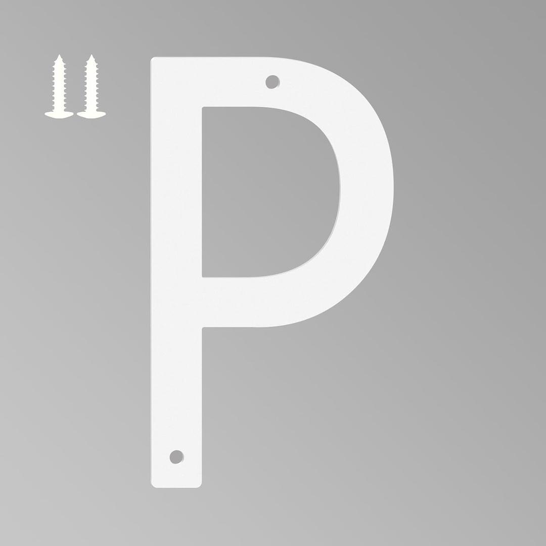 5 Inch White House Numbers for Outside, Metal Letters for Outdoor Signs, Anti-rust Aluminium House Address Letters for Front Door, Office, and Garden Decoration (Letter P)