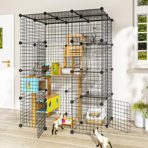 Cat Large Enclosure - DIY Catio Ideal for 1-3 Cats, Indoor & Outdoor, Detachable Metal Wire Kennel, 2x3x4 Exercise Place