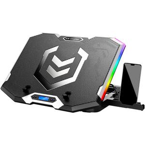 ICE COOREL Gaming Laptop Cooling Pad 15-17.3 Inch, Laptop Fan with 6 RGB Cooling Fans, Laptop Cooling Stand with 6 Height Adjustable, Laptop Cooler with LCD Screen, 2 USB Ports, Phone Stand