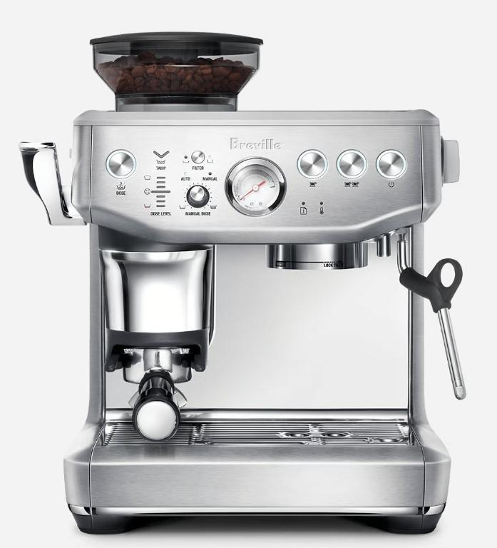 Breville BES876BSS Barista Express Impress, Brushed Stainless Steel | Craft café-quality lattes and cappuccinos at home with this semi-automatic espresso machine with built-in grinder