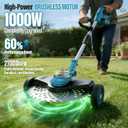 Electric String Trimmer Cordless with Wheel, 1000W Battery Powered Weed Wacker, 2x4.0Ah Batteries, Adjustable Length, 4‑in‑1 Lightweight Grass Trimmer/Brush Cutter/Weed Trimmer/Edger Tool