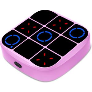 Tic-Tac-Toe Bolt Game, 4-in-1 Handheld Puzzle Games Console, Electronic Tic-Tac-Toe Game for Educational and Memory Growth, Portable Travel Games for Car Ride, Board Games for Kids and Adults (Pink)
