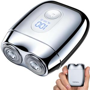 Alloy Mini Electric Shaver for Men  Valentine's Day Gift, Portable Travel USB-C Rechargeable Razor with Mirror Cap, Waterproof Wet/Dry, Smooth Shave, Ideal Gift for Husband Boyfriend, RX40 Silver