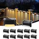 Solar Deck Lights Outdoor, Solar Step Lights Waterproof Led Lights for Outdoor Stairs, Step, Fence, Patio, Yard, Porch and Balcony(12 Pack, Warm White) (Black)