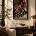 Framed Woman with Wine Glass Wall Art Leopard Fashion Canvas Print 16x24in