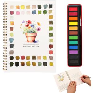 Watercolor Workbook, Water Coloring Book, Watercolor Paint Set, Beginner-Friendly WatercolorWorkbooks, with 12 Colors Watercolor Paint Set with Paint Brush, Watercolor Book for Adults(Potted Plant)