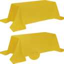 Fokitut 2 Pack Waterproof Rectangle Tablecloth, 90x132 Inch,Stain Resistant and Wrinkle Polyester Table Cloth, Fabric Table Cover for Kitchen Dining, Wedding, Party, Holiday Dinner-Yellow