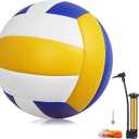 Magicorange Volleyball, 1 Pack Official Size 5 Volleyballs- PU Leather Indoor Outdoor Soft Touch Volleyballs for Beach Play, Game,Gym,Training -Includes Ball Pump (Blue Yellow)