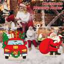 Soulchen 3 Pcs 35.4 Inch Large Christmas Photo Booth Props Santa Claus Reindeer Xmas Bus Backdrop Cardboard Cutout Christmas Party Decorations for Winter New Year Holiday Party Supplies