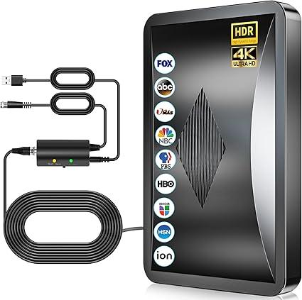 2025 Upgraded Indoor TV Antenna, 2800+ Miles Range Digital Antenna for Smart TV Indoor/Outdoor for Local Channels, HDTV Antenna with Amplifier Signal Booster 4k 8k- 38FT Coaxial Cable
